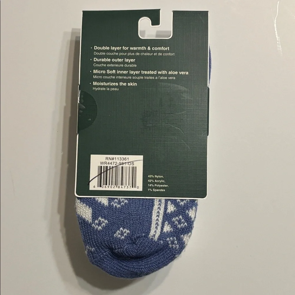 Woolrich Women's Aloe Infused Double Layer Periwinkle Home Socks